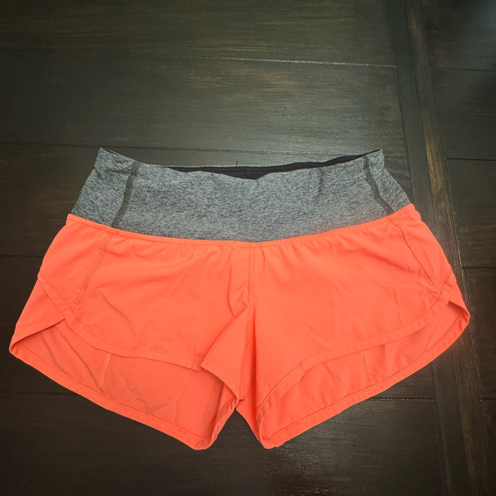 lululemon Women's Coral and Gray Athletic Shorts